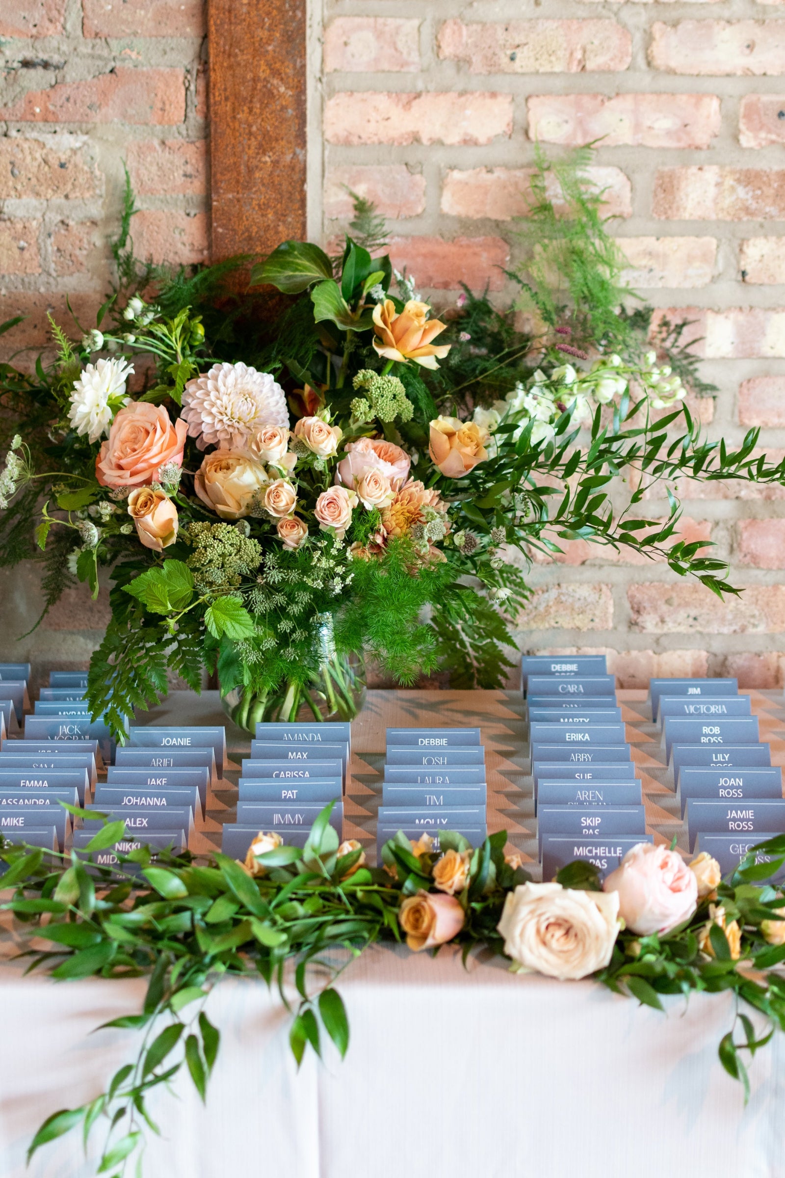 Ross wedding with floral by Sprout-home for a namecard table.