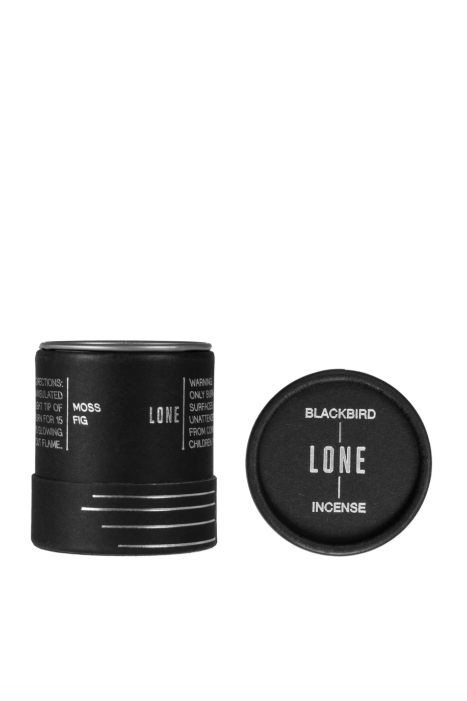 The packaging of Blackbirds Lone incense opened showing the two parts.