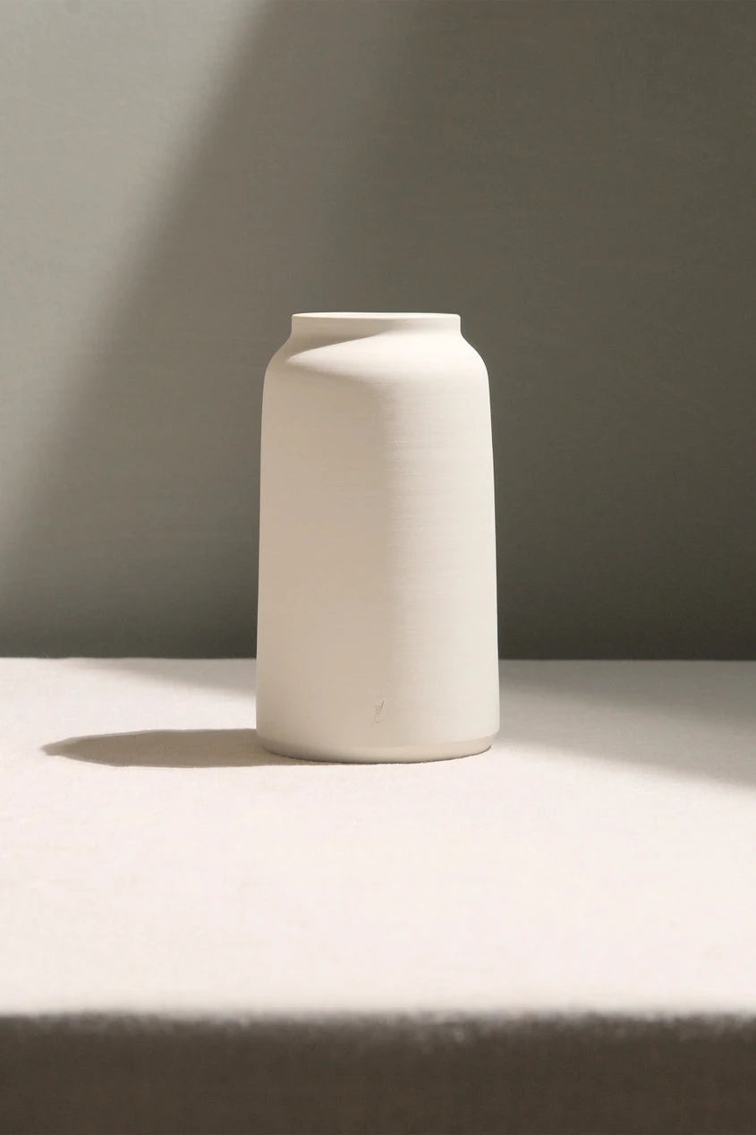 Medium Ivory Bouquet vase shown from the side by L'Impatience pottery