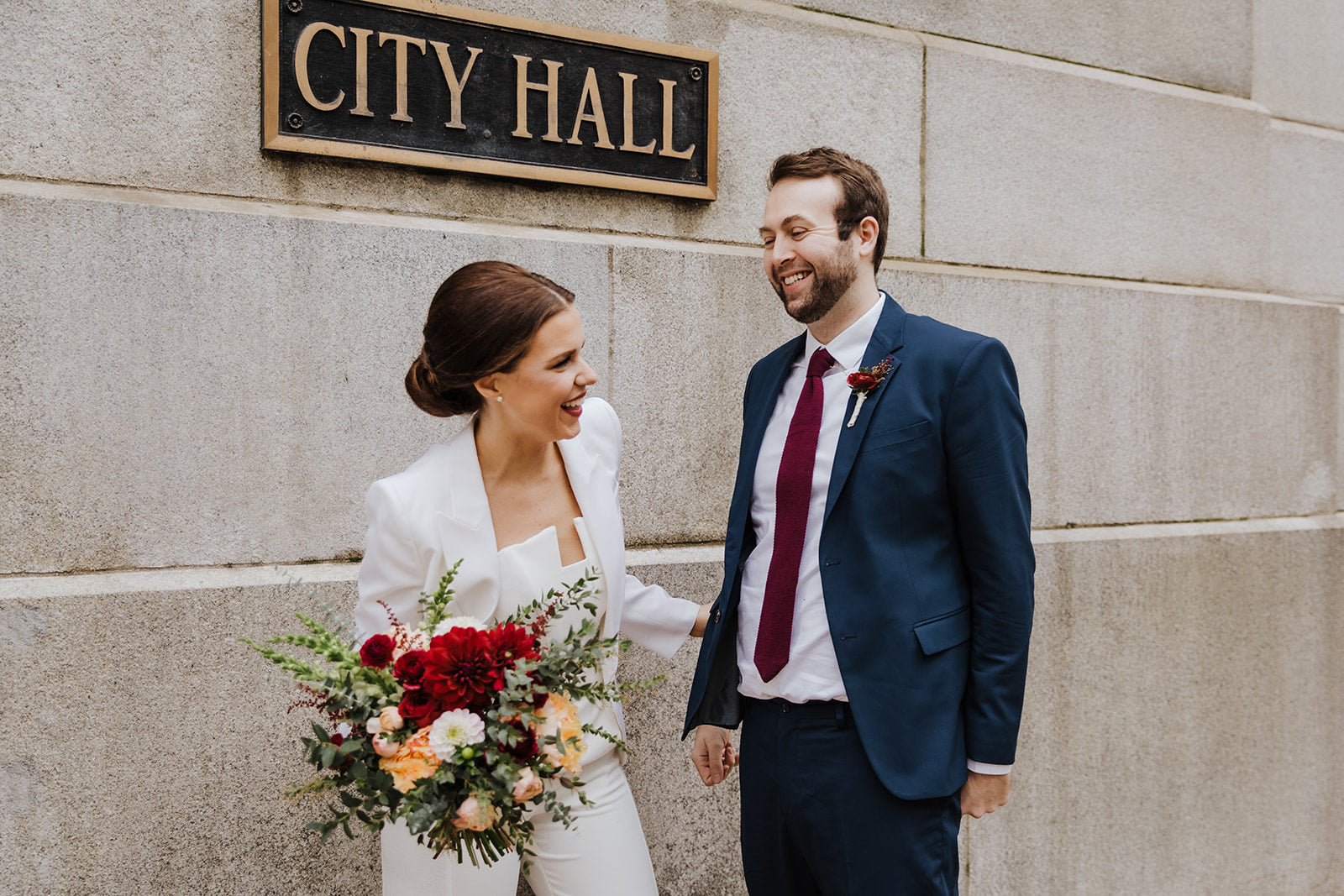 Sprout-home floral bouquet for Amanda & Ryan at Chicago City Hall. Photograph by Lisa Kathan Creative.