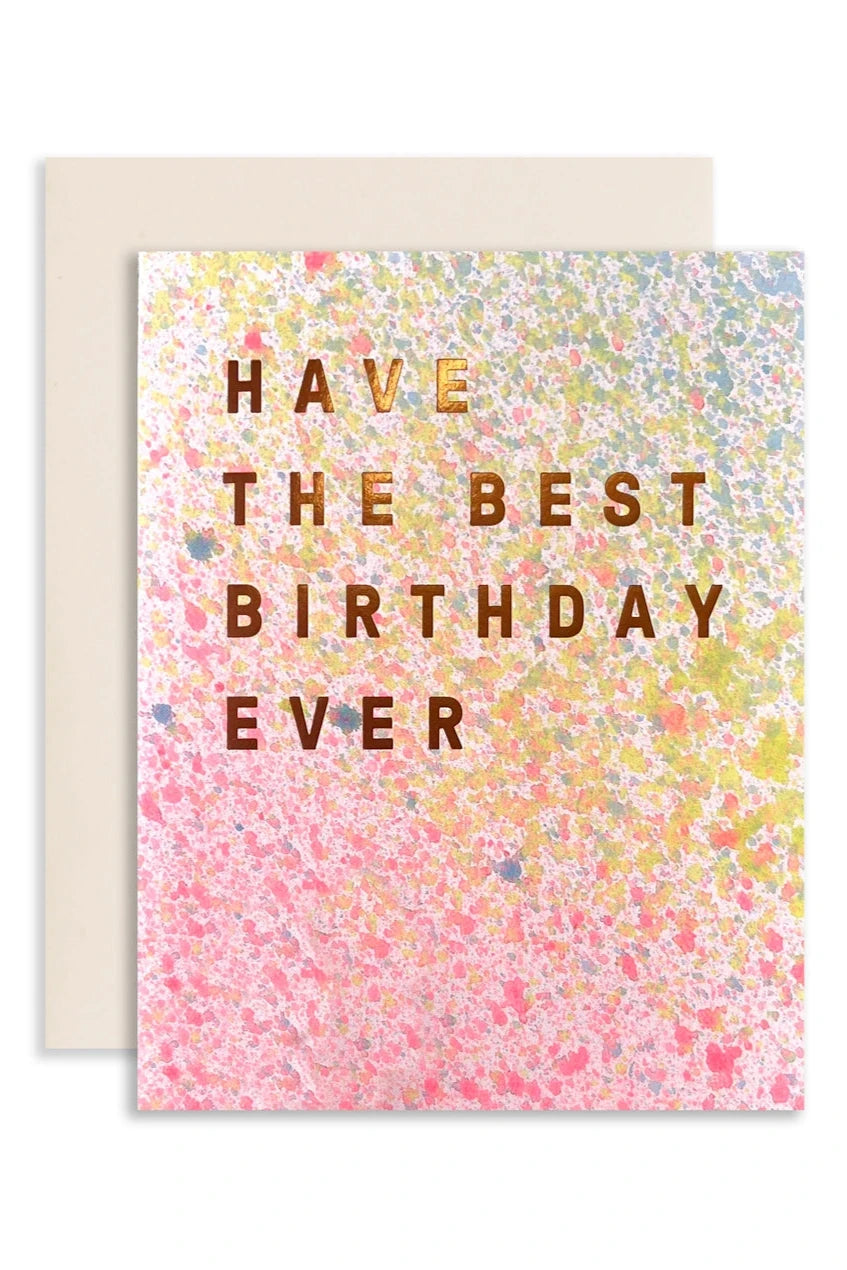 Moglea's Misty Birthday Card shown from the front with stamped lettering. 