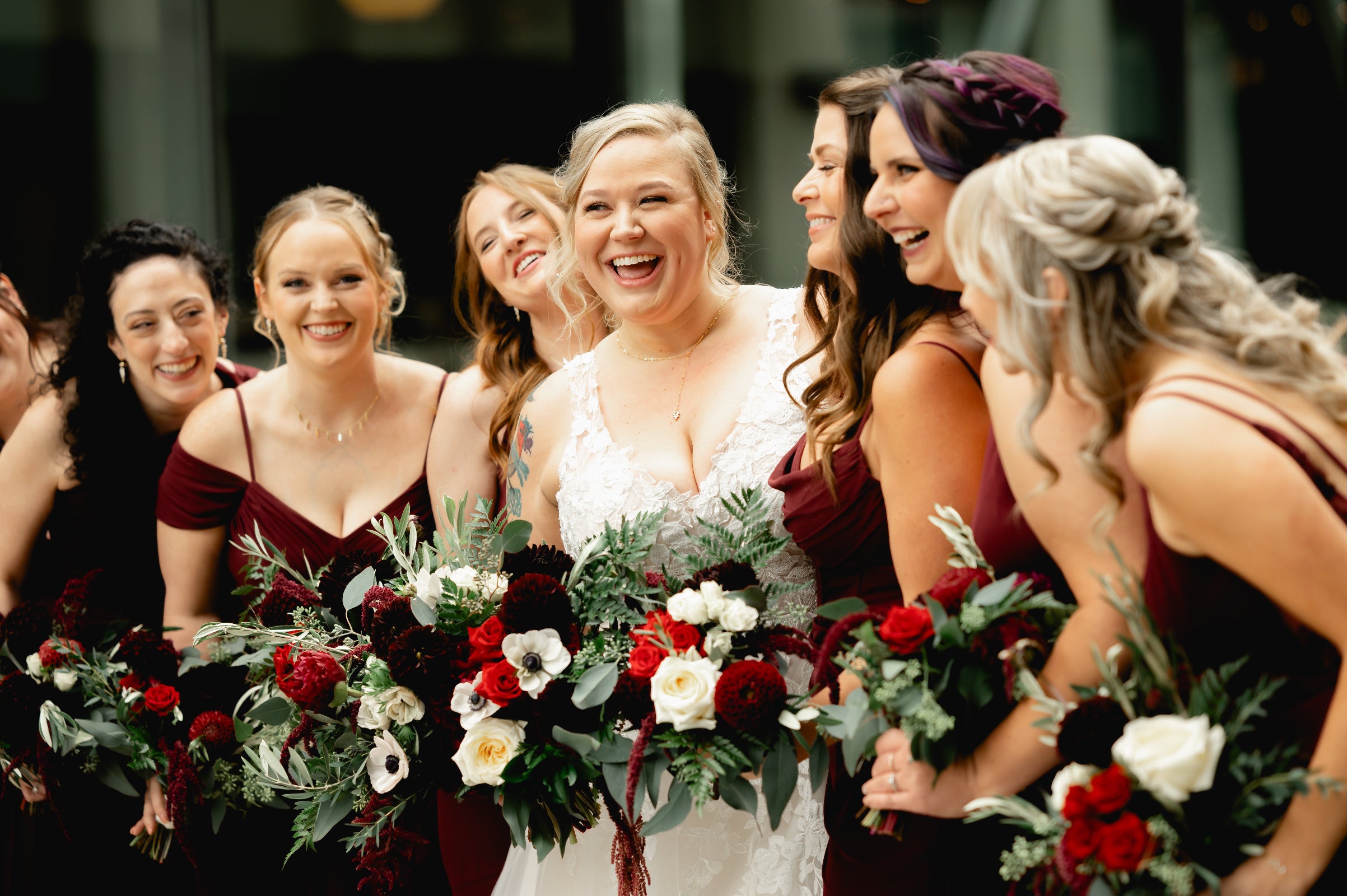 Taylor and Carl wedding at the Greenhouse Lofts in Chicago. Floral by Sprout-home. Photograph by www.jasonthomascrocker.com