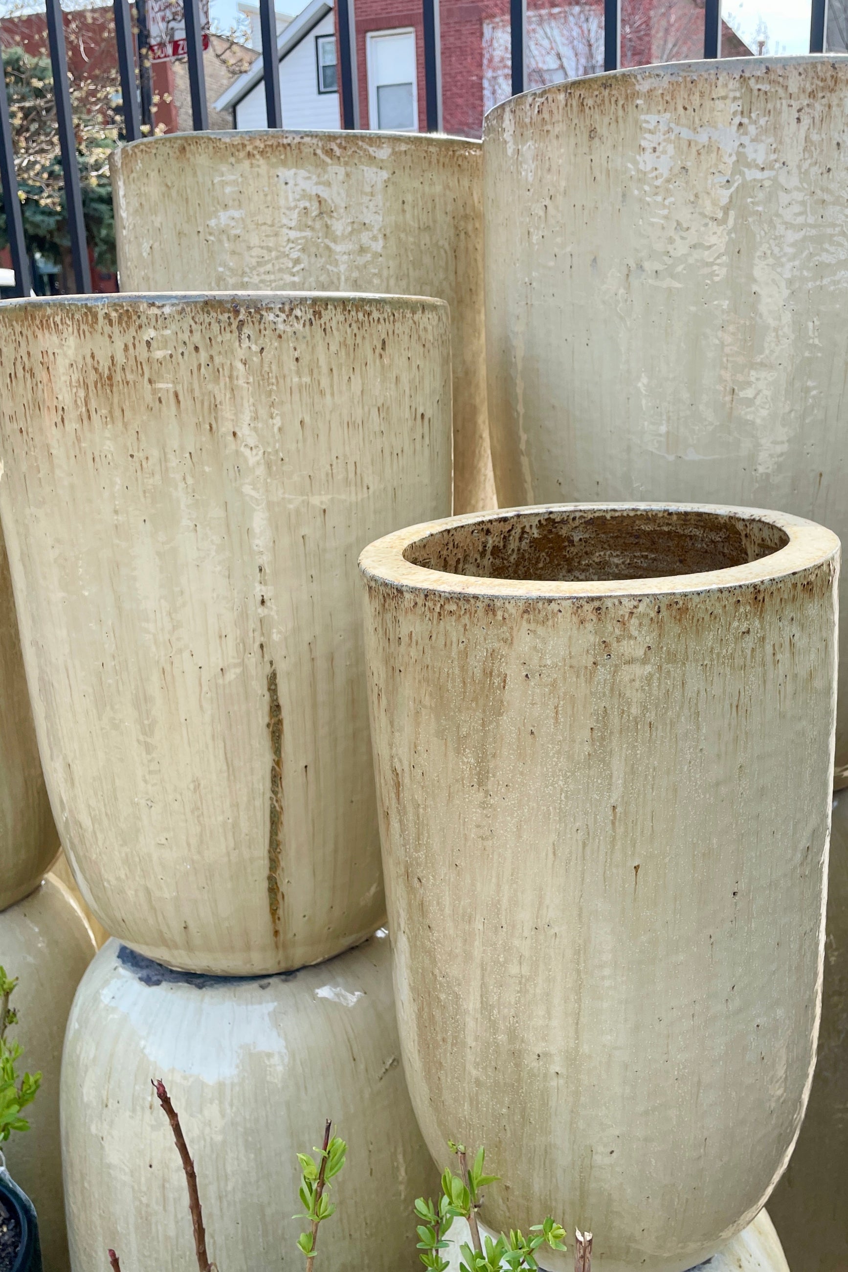 Sand Crucible planters stacked and empty at Sprout-home. 