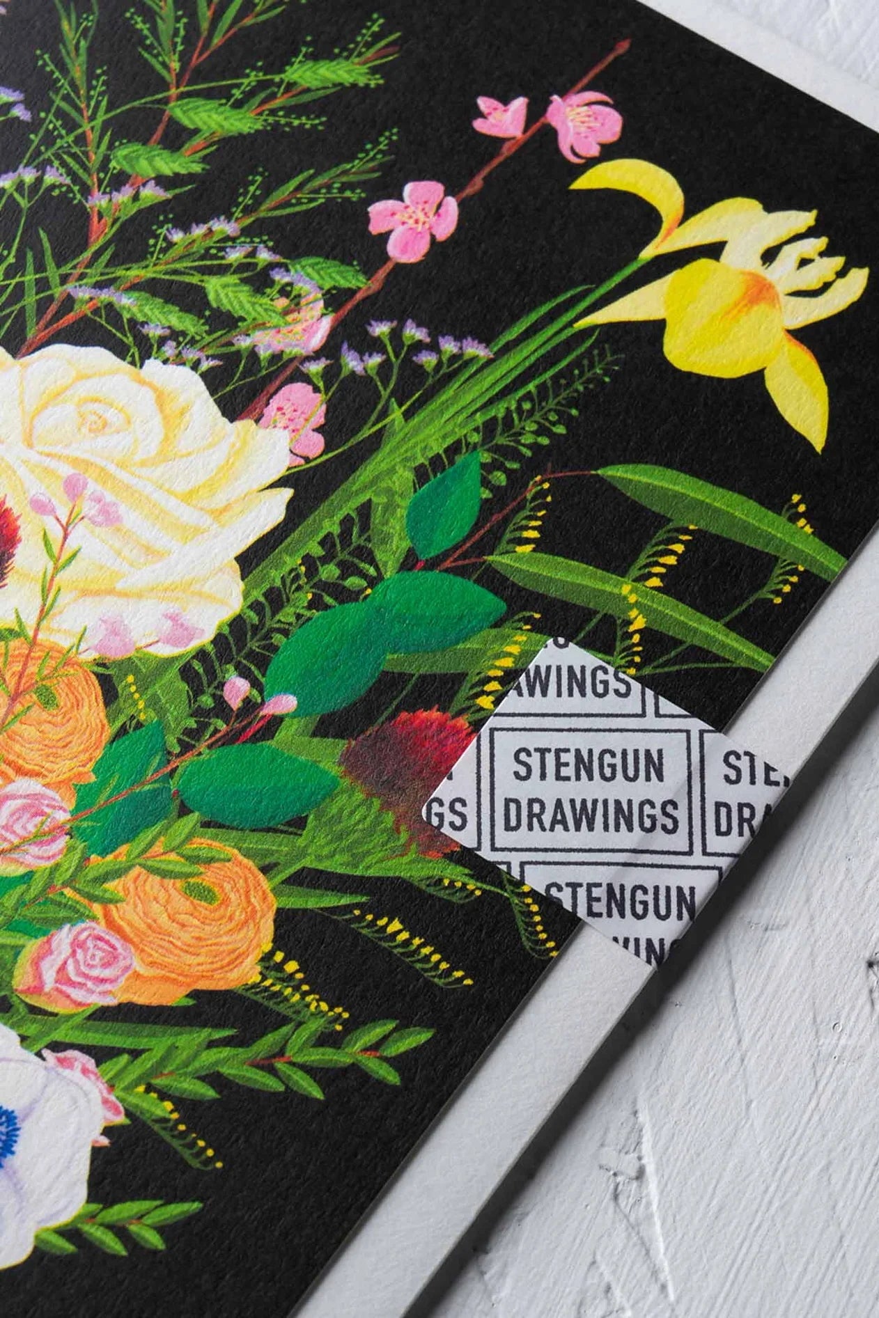 Grace & Thorn Greeting Card corner detail ©Stengun Drawings