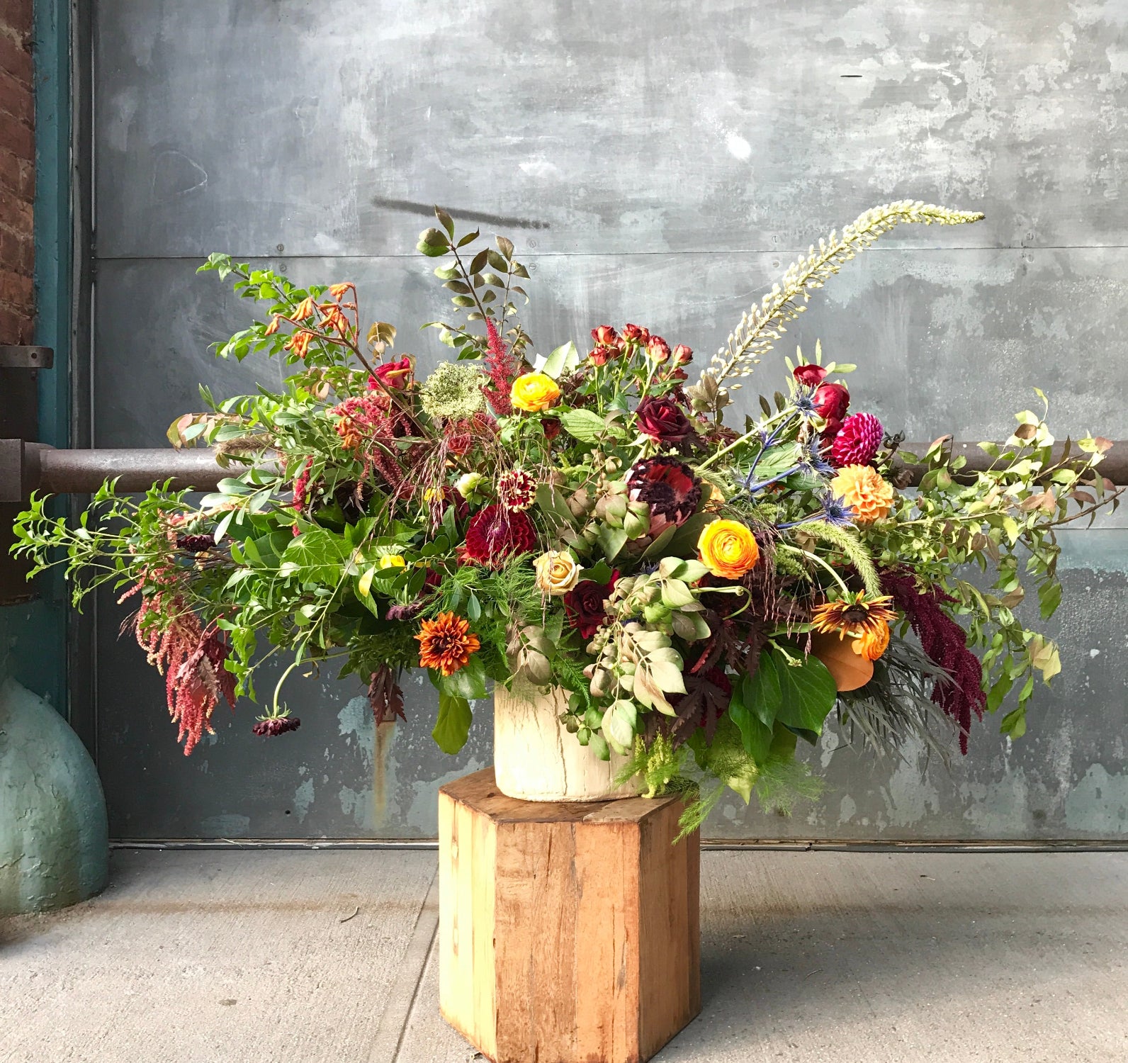 A fall wild arrangement full of texture and greens. Floral by Sprout-home. Photo by Sprout-home. 