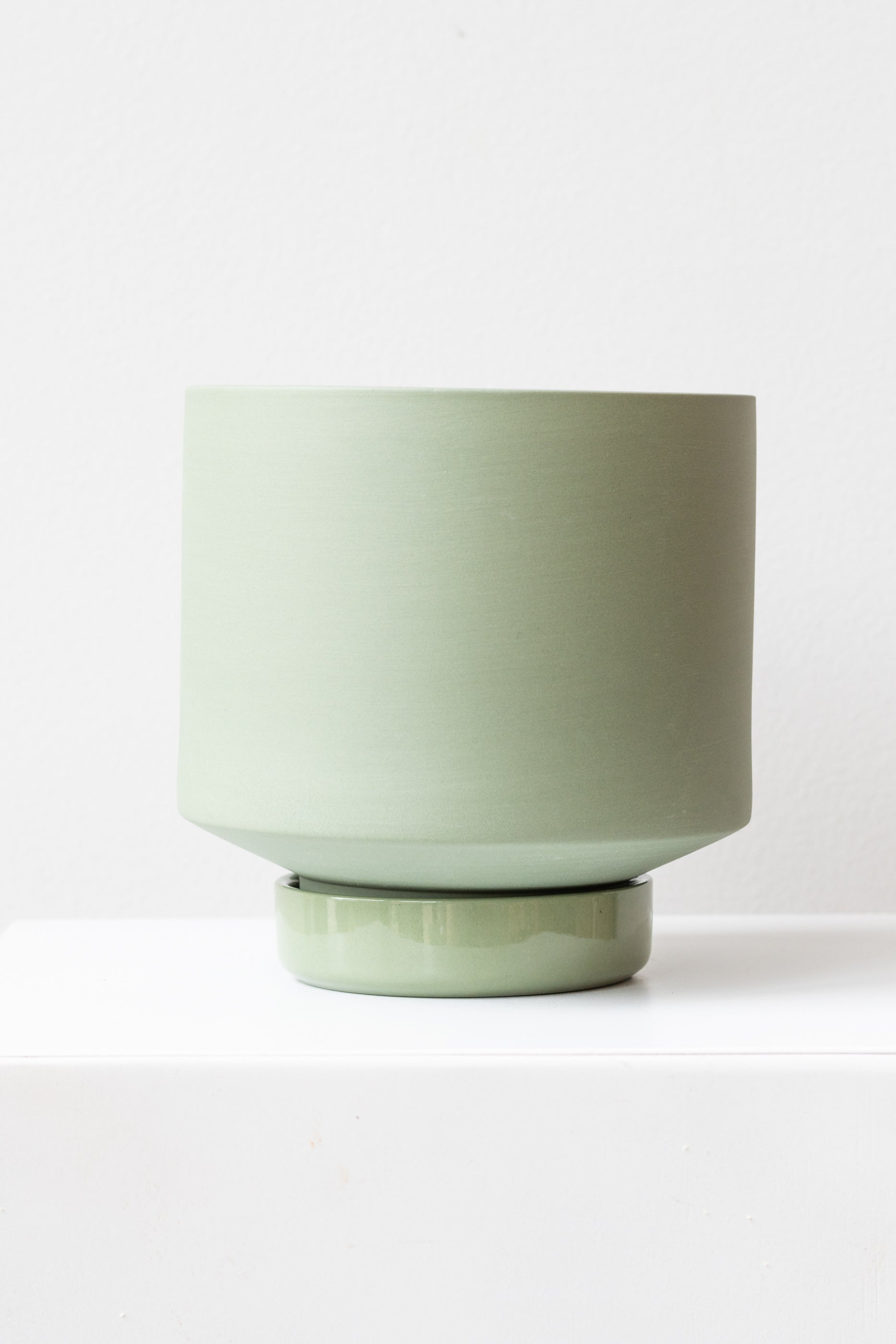 Angus & Celeste Collector's Gro pot olive large on white surface in front of white background